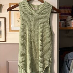 Madewell Light Sage Green Ribbed Knit Sleeveless Tank